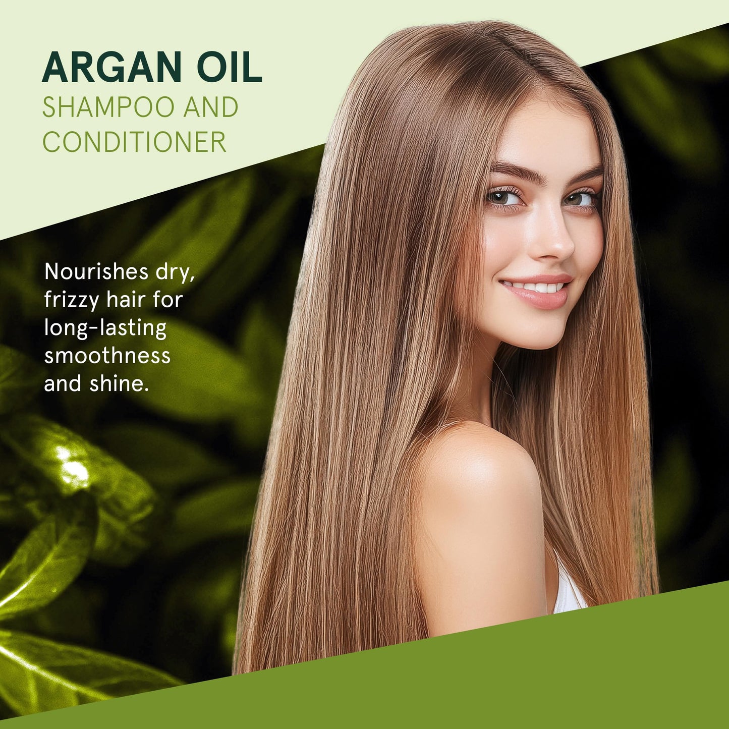 Inoar Argan Shampoo & Moisturizing Conditioner Haircare Set with Argan Oil & Cocoa Butter for Smoothing Repair, 2x250ml