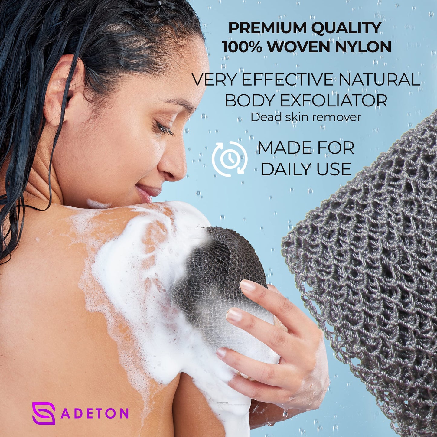 Adeton African Net Sponge, Authentic, Real, Black Owned, Exfoliating Bath Wash Cloth, Long Sponge, Body Exfoliator, Sapo, Shower Bath Accessories