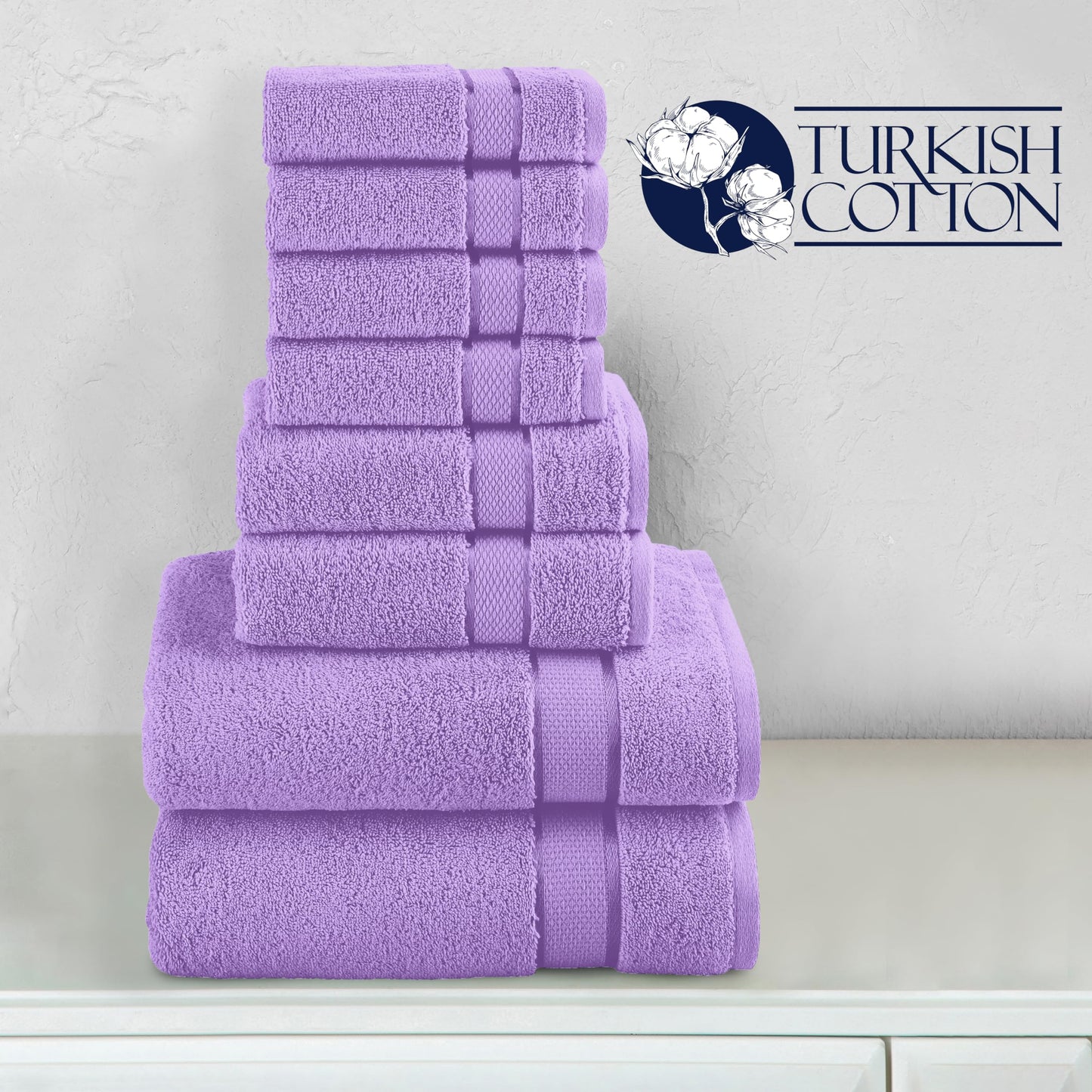 Elegant Comfort Premium Cotton 8-Piece Towel Set, Includes 4 Washcloths, 2 Hand Towels and 2 Bath Towels, 100% Turkish Cotton - Highly Absorbent…