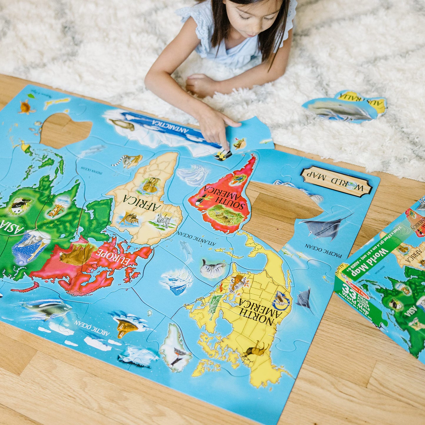 Melissa & Doug World Map Jumbo Jigsaw Floor Puzzle (33 pcs, 2 x 3 feet)