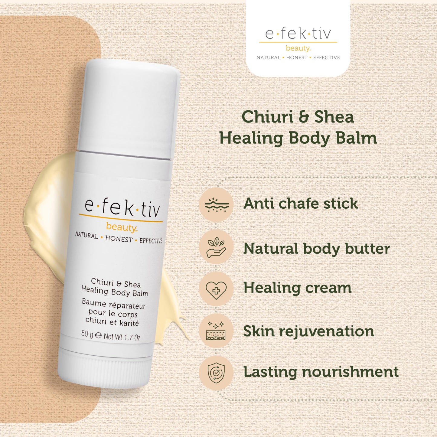 e.fek.tiv beauty Chiuri and Shea Healing Body Balm - Deep Moisturizing and Hydrating - Body Butter Hydrating Balm - Travel Size - Paraben-Sulfate Free