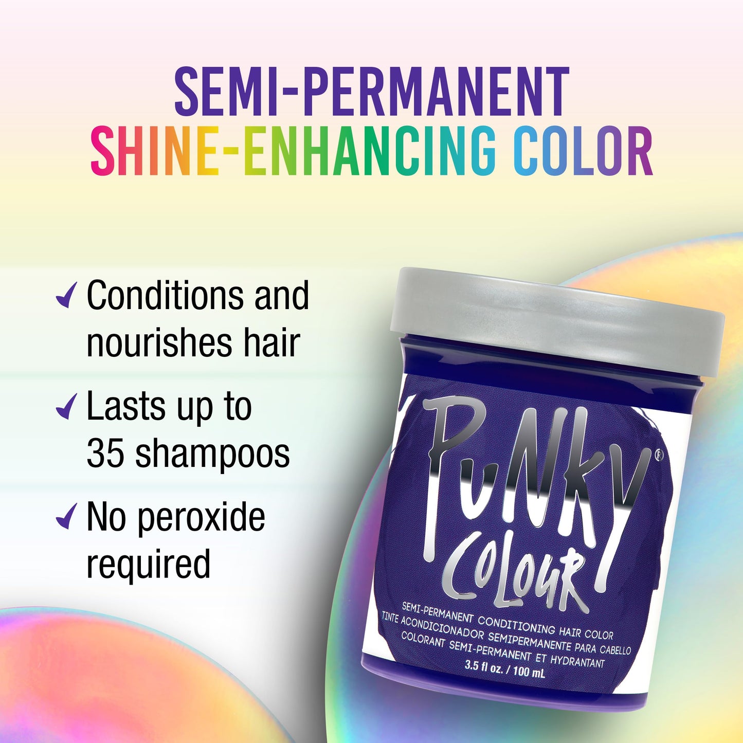 Punky Violet Semi Permanent Hair Color - Vegan, Cruelty-Free Conditioning Hair Dye, Lasts Up to 35 Washes, 3.5 fl oz