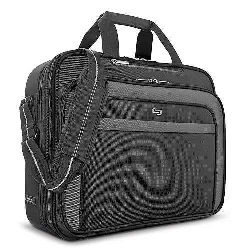 Solo New York Briefcase - Laptop Carrying Bag for Women & Men, Brief for Travel & Work, Front Zippered Pocket, Adjustable Shoulder Strap, Fits 17.3"