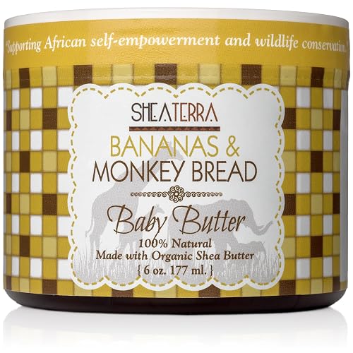 Shea Terra Organics Mama and Baby Collection | Bananas & Monkey Bread Baby Butter | Non Toxic All Natural Emollient with Baobab and Shea Butter