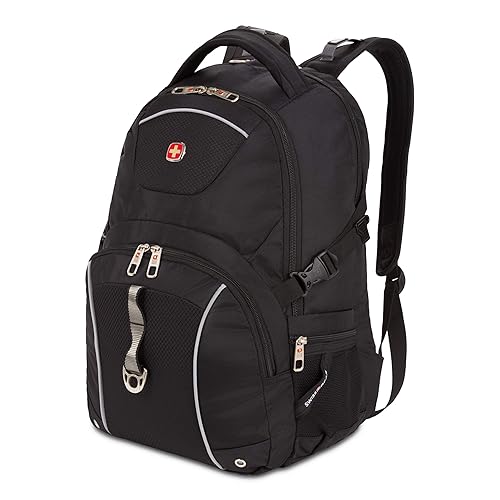 SwissGear 3258 Laptop Backpack, Fits Most 17 Inch Laptops, Secure Computer Sleeve for Travel, Work, School, Men's and Women's - Black