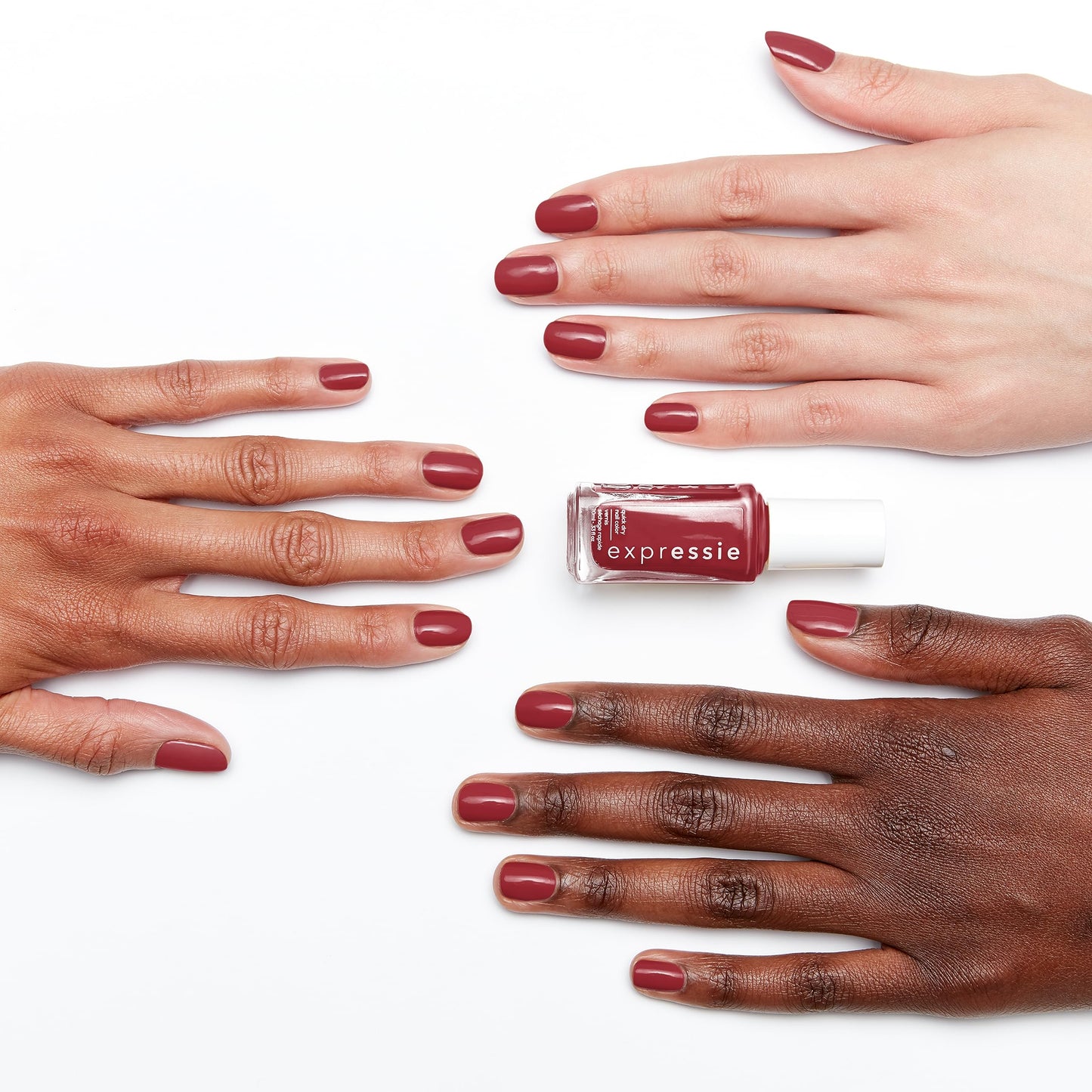 Essie expressie, Quick-Dry Nail Polish, 8-Free Vegan, Wine Red, Notifications On, 0.33 fl oz