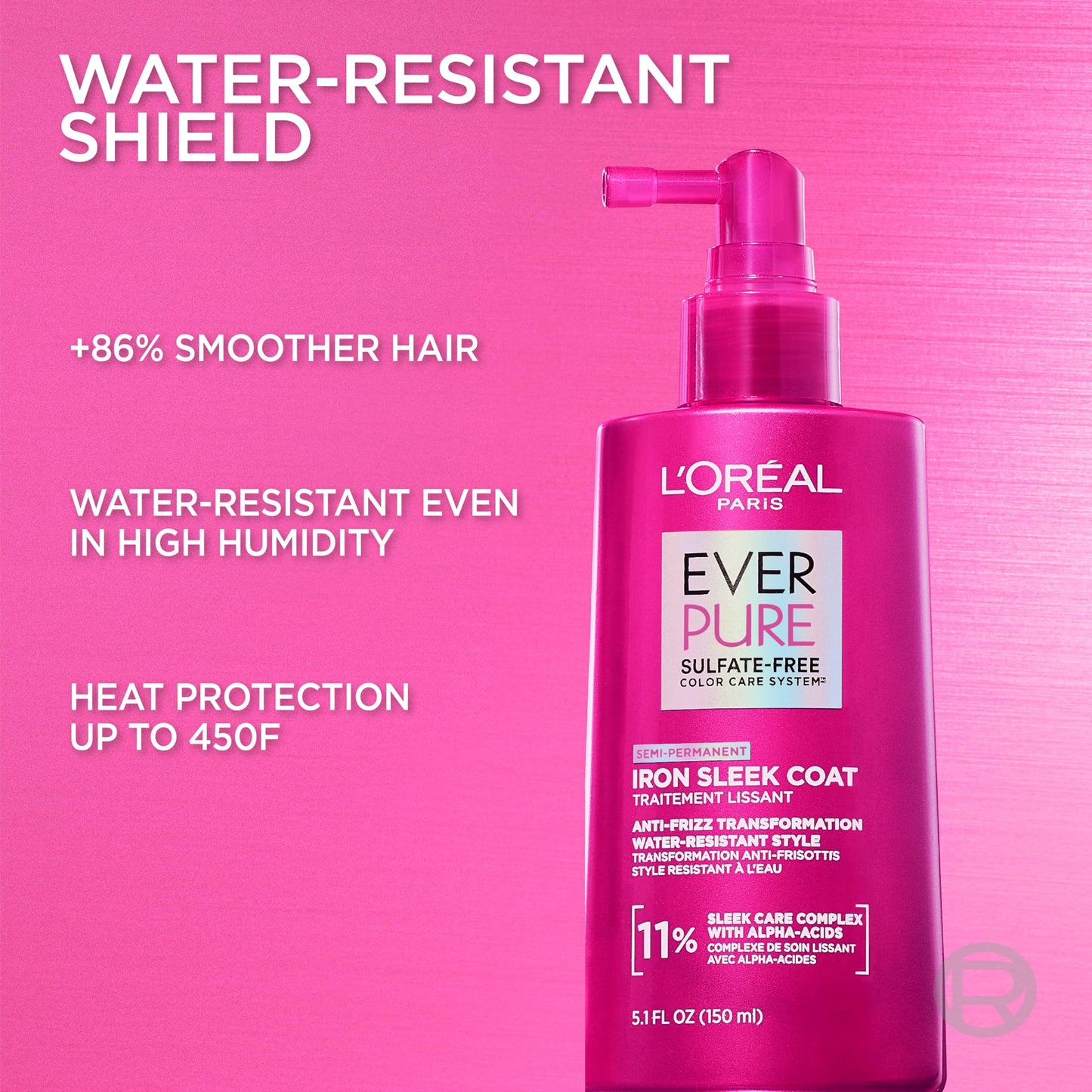 L'Oreal Paris Sulfate Free Iron Sleek Coat, Anti-Frizz Hair Treatment Spray with Heat Protection & Humidity Protection, Semi-Permanent Smoothing Beauty and Personal Care L'Oreal Paris