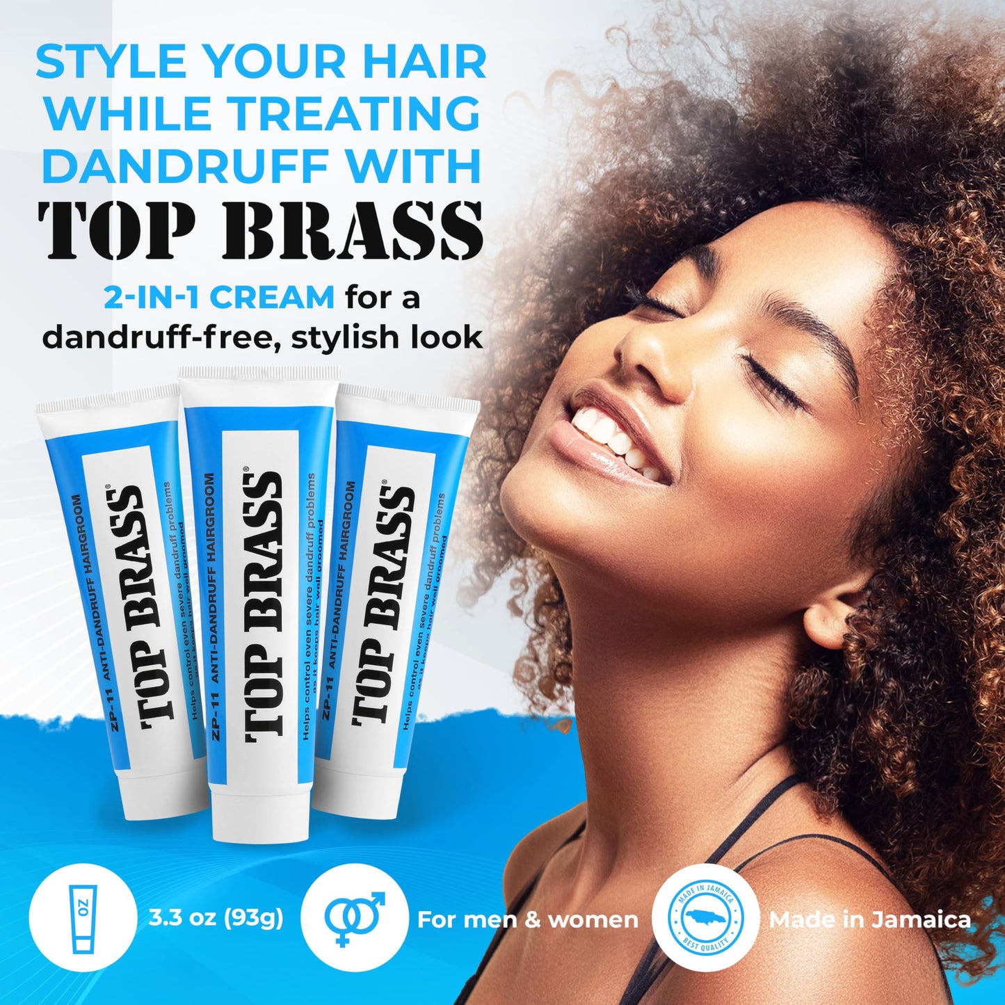 Top Brass Anti Dandruff Hair Cream for Men & Women - Hair Cream for Styling Infused with Beeswax & Candelilla - Relieves Scalp Dryness, Dandruff