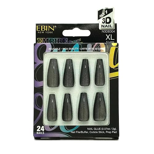 EBIN NEW YORK EMPIRE DREAMS - Rooftop Views | Press-On Nail Set in Long Coffin Style, Salon Acrylic Finish, Includes Prep Pad, Mini Nail File & Nail Beauty & Personal Care EBIN NEW YORK