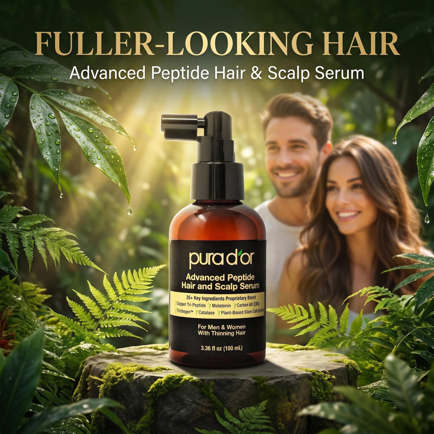 PURA D'OR Advanced Hair & Scalp Serum - For Hair Thinning with Copper Tri-Peptide, Caffeine, Botanical Extract Blend, Fuller Appearance Strands Beauty and Personal Care PURA D'OR