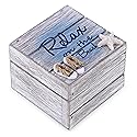 CoTa Global Aqua Sky Relax Wooden Box - Small Handcrafted Nautical Trinket with Sandals and Starfish Decoration, Accent Tabletop Home Decor, Beach…