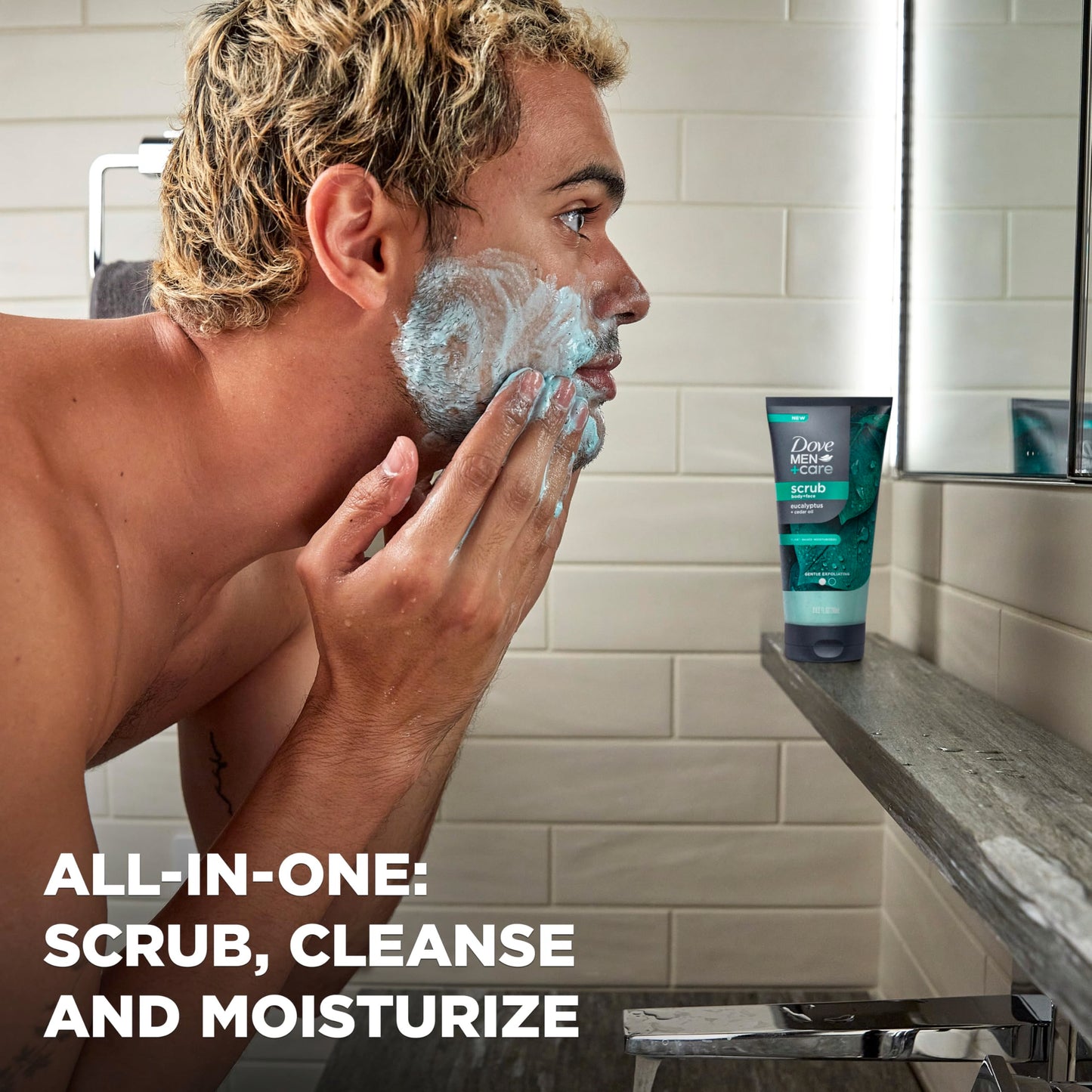 DOVE MEN + CARE Body and Face Scrub Eucalyptus Deeply Exfoliates for Hydrated & Nourished Skin 100% Gentle Cleanser, No Sulfate Cleansers or Parabens Beauty & Personal Care DOVE MEN + CARE