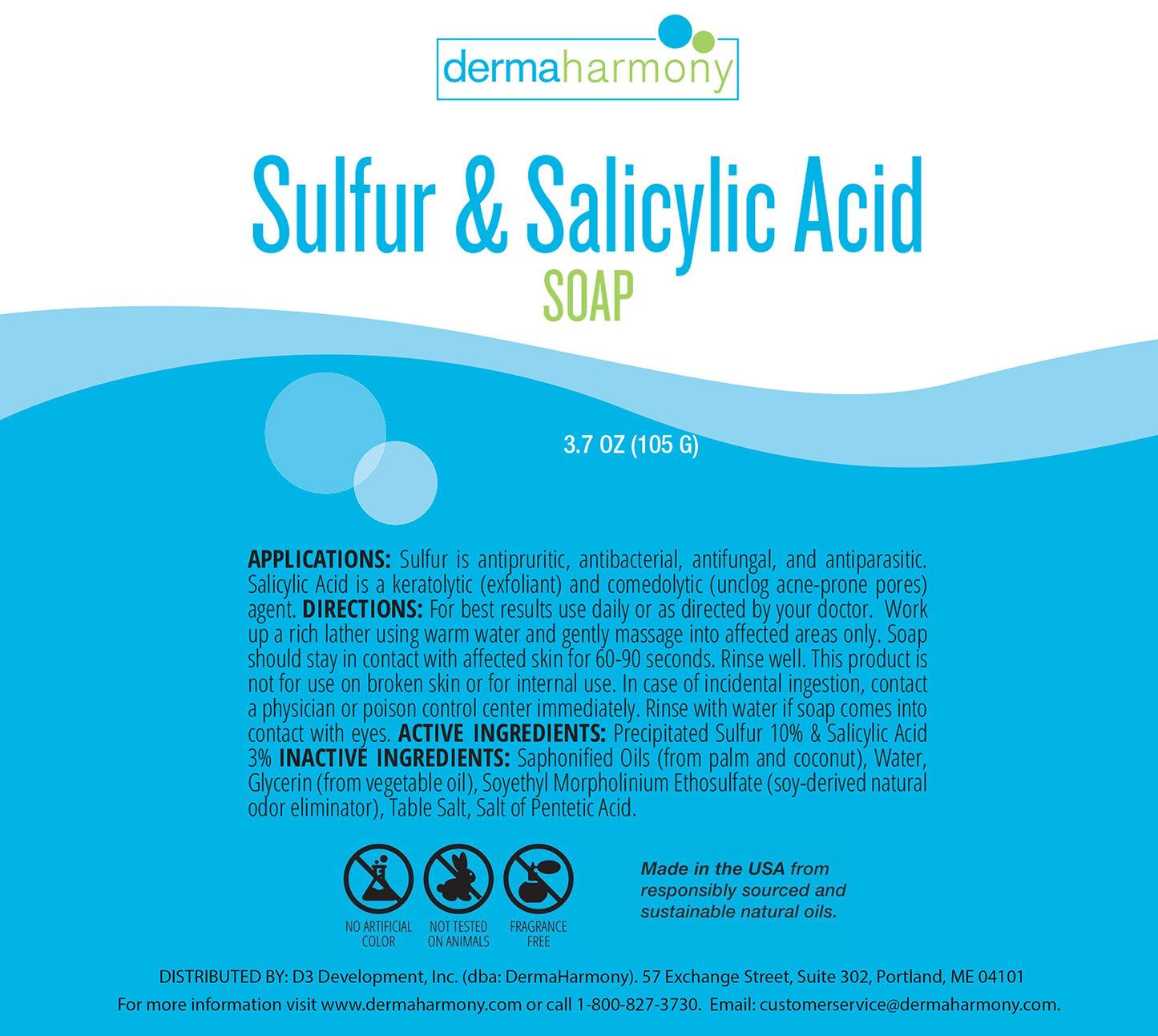 DermaHarmony 10% Sulfur and 3% Salicylic Acid Bar Soap 3.7 oz (2 Bars)