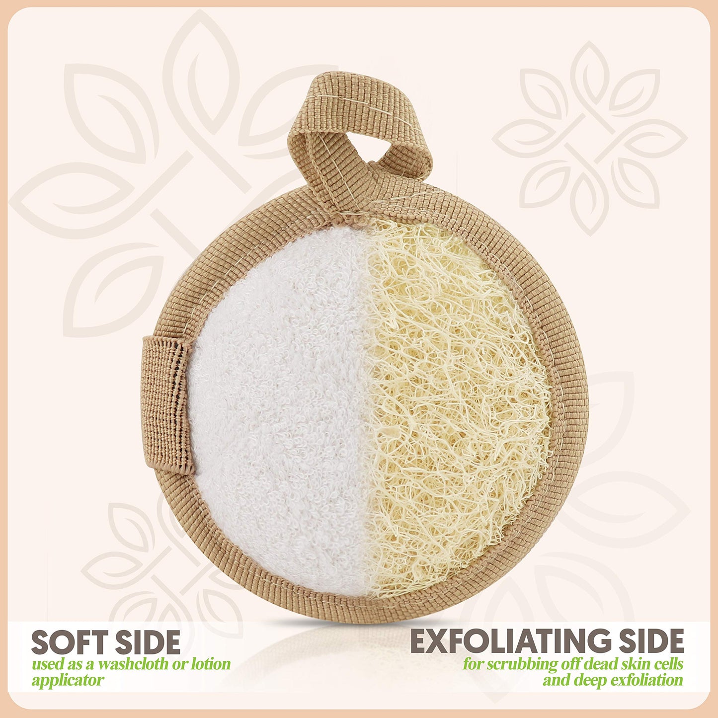 Almooni Natural Loofah Exfoliating Facial Scrubber, Made with Natural Egyptian Shower Loofah Sponge, Bath Shower Loofah Sponge for Women and Men,