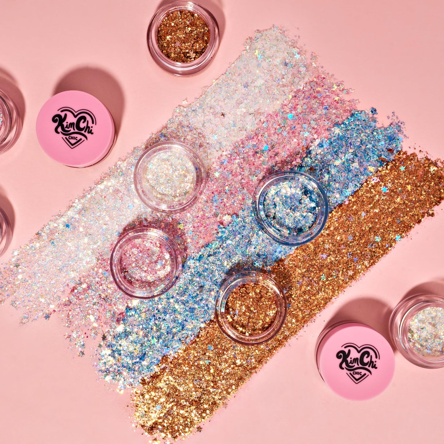 KimChiChic Beauty Glitter Sharts, Chunky Face & Body Glitter, Multi-Use for Hair, Cheeks & Collarbone, Adds Bold, Sparkling Shine, Super Nova, 2.5g