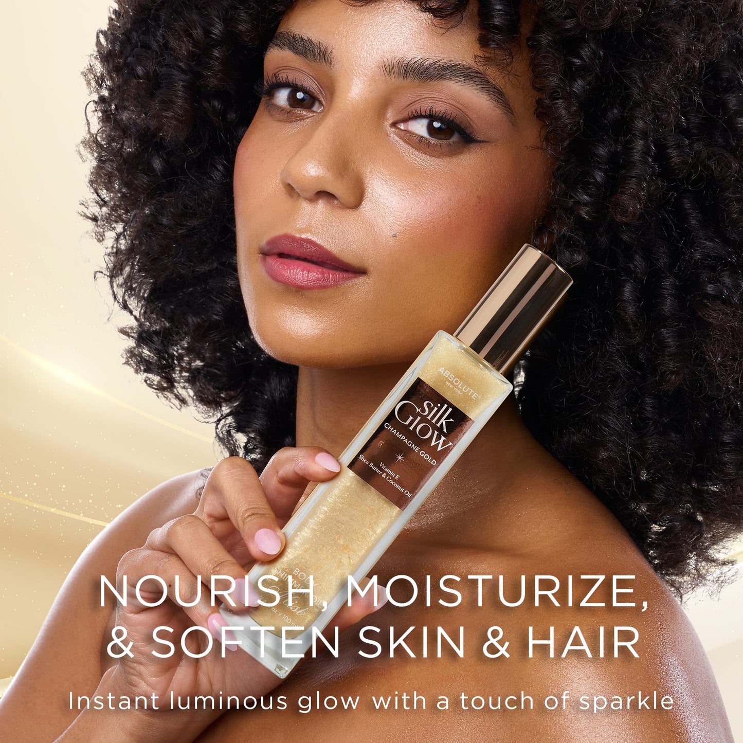 Absolute New York - Silk Glow Shimmer Mist Glow, Radiant, Shimmer Body & Face & Hair, Shea Butter, Coconut Oil, Vitamin E (SBGS02 Rose Gold Mist, 3.4