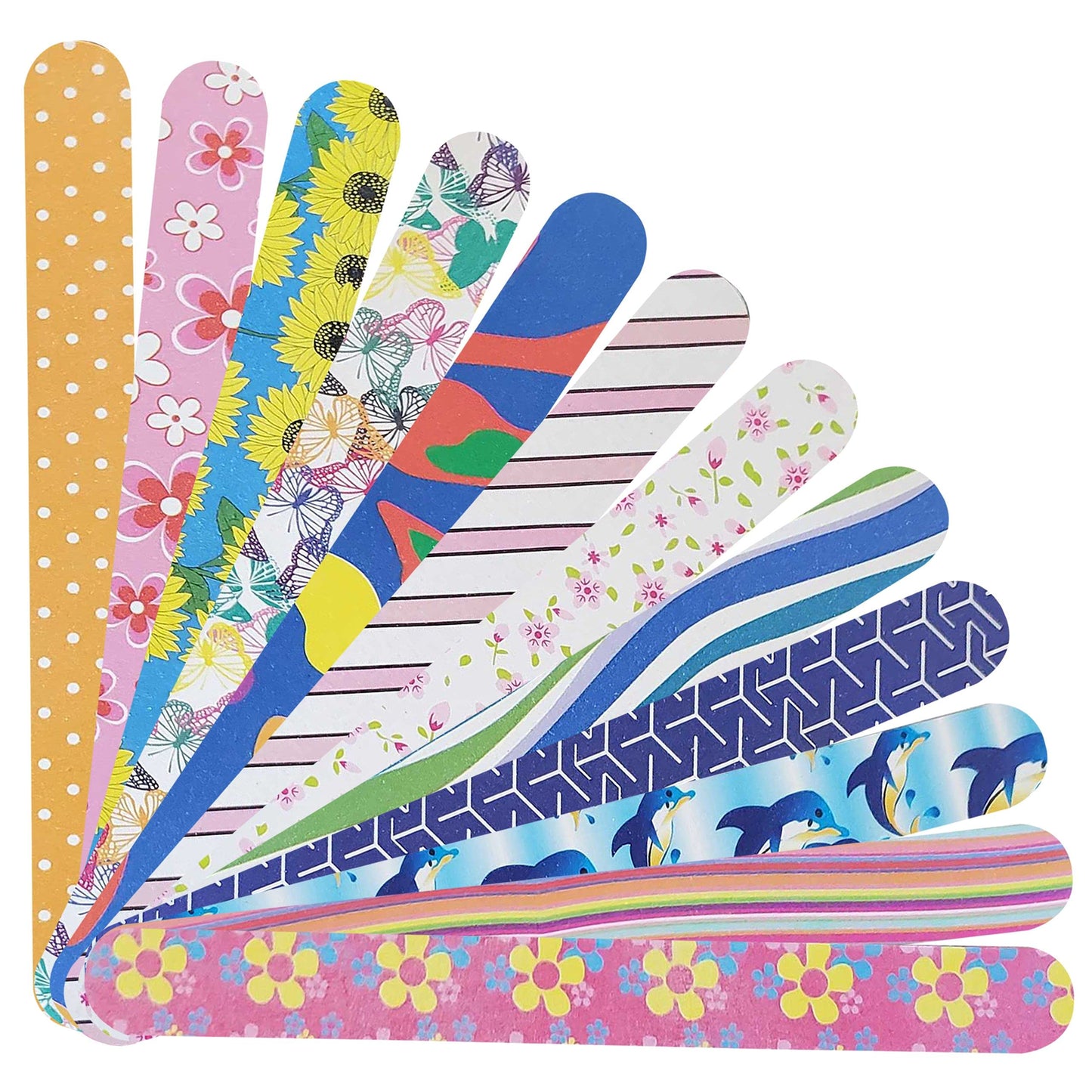 P2P Nails Colorful Nail File Strips - Double Sided Filers for Shaping and Smoothing Toenails and Fingernails - Manicure and Pedicure Nail Buffers - 12