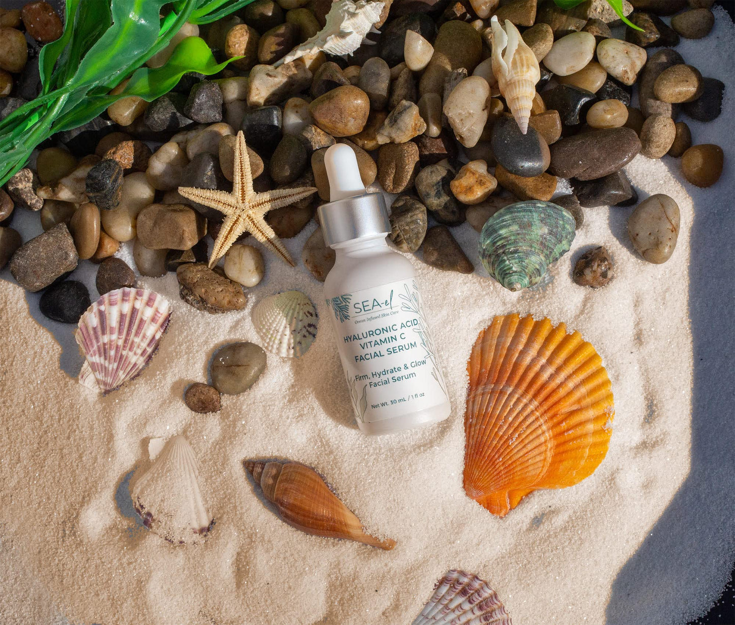 Sea-el Hyaluronic Acid & Vitamin C Facial Serum Drops Firming Hydration & Glow Anti Aging Face Moisturizer - Daily Wrinkle Diminishing Skin Care