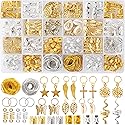 230PCS Hair Jewelry Beads?Dreadlocks Jewels for Women Braids, Gold And Silver Winding Line, Metal Hair Rings Cuffs Clips?Hair Charms Pendants Braid