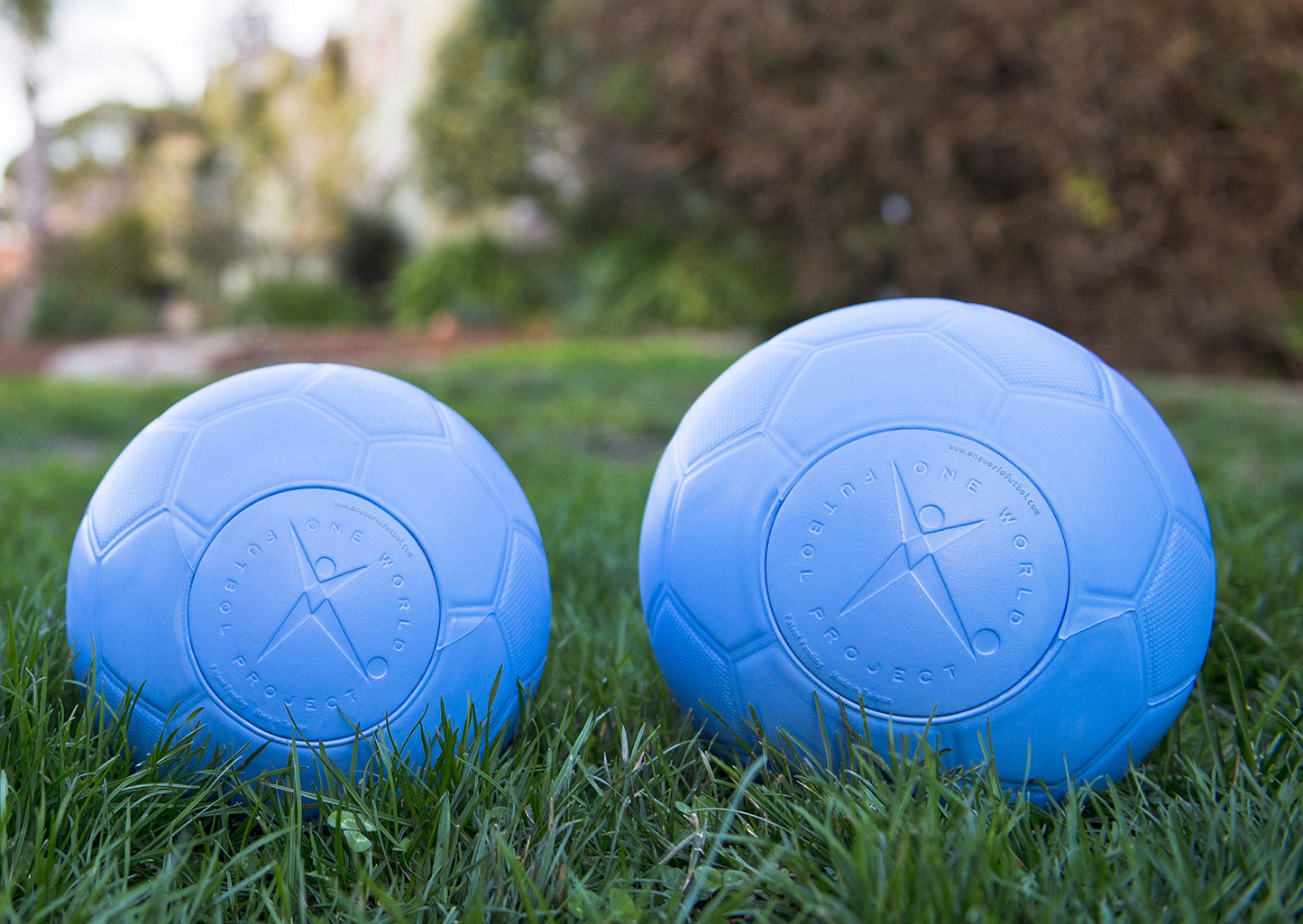 One World Play Project Soccer Ball - Unpoppable, Unbreakable, Non-Deflating, Non-Toxic Futbol - Blue, Size 4