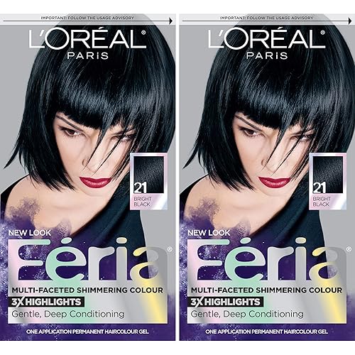 L'Oreal Paris Feria Multi-Faceted Shimmering Permanent Hair Color, 21 Starry Night, Hair Dye Kit, Pack of 2