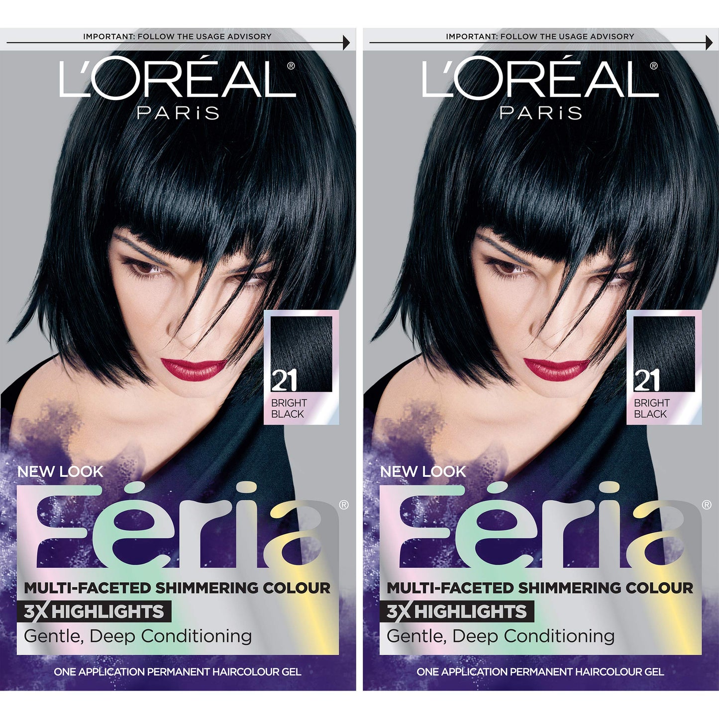L'Oreal Paris Feria Multi-Faceted Shimmering Permanent Hair Color, 21 Starry Night, Hair Dye Kit, Pack of 2
