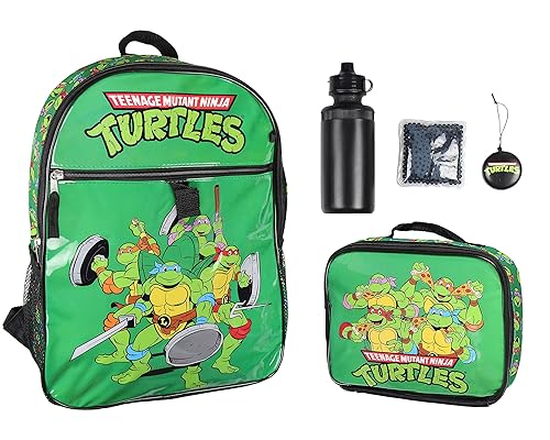 INTIMO Nickelodeon Teenage Mutant Ninja Turtles Team Leonardo Raphael Donatello Michelangelo 5 PC Backpack Lunch box Water Bottle