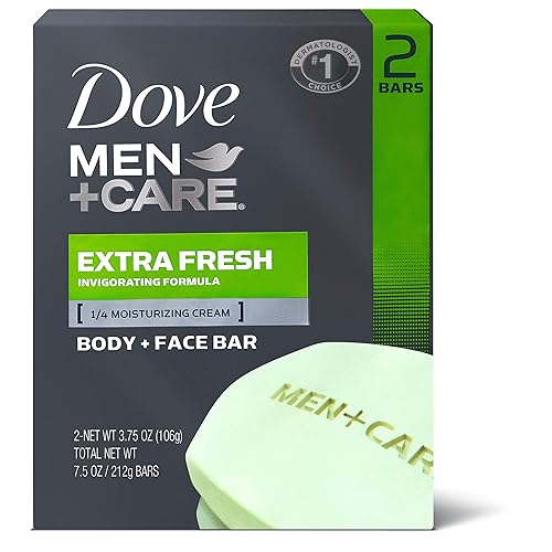 Dove Men+Care Body Soap and Face Bar More Moisturizing Than Bar Soap Extra Fresh Effectively Washes Away Bacteria, Nourishes Your Skin, 3.75 Ounce