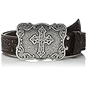 Nocona Belt Co. Women's Nocona Scroll Embose Cross Buckle Belt Accessory, brown, Small