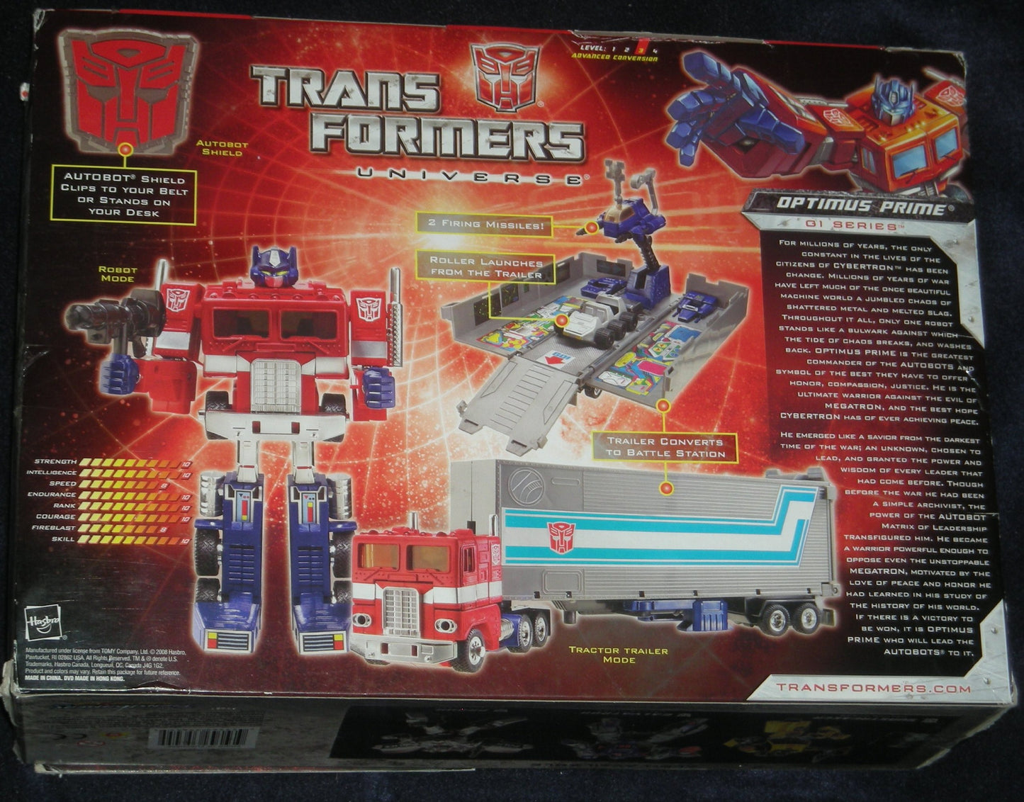 TRANSFORMERS 25TH ANNIVERSARY G1 RE-ISSUE OPTIMUS PRIME with DVD and COMIC
