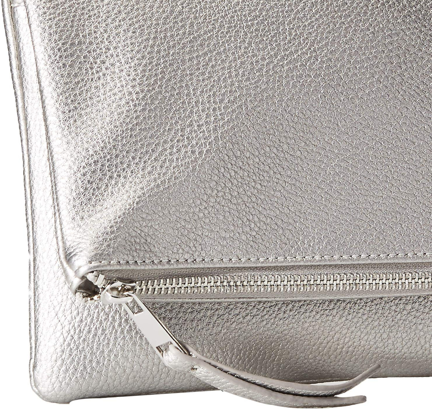 The Drop Women's Southampton Zipper Foldover Clutch, Metallic Silver, One Size
