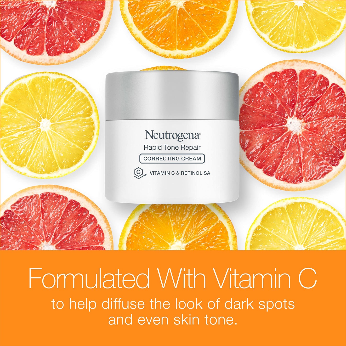 Neutrogena Rapid Tone Repair Retinol + Vitamin C Correcting Cream, Face Moisturizer with Retinol, Hyaluronic Acid & Vitamin C for Dark Spots