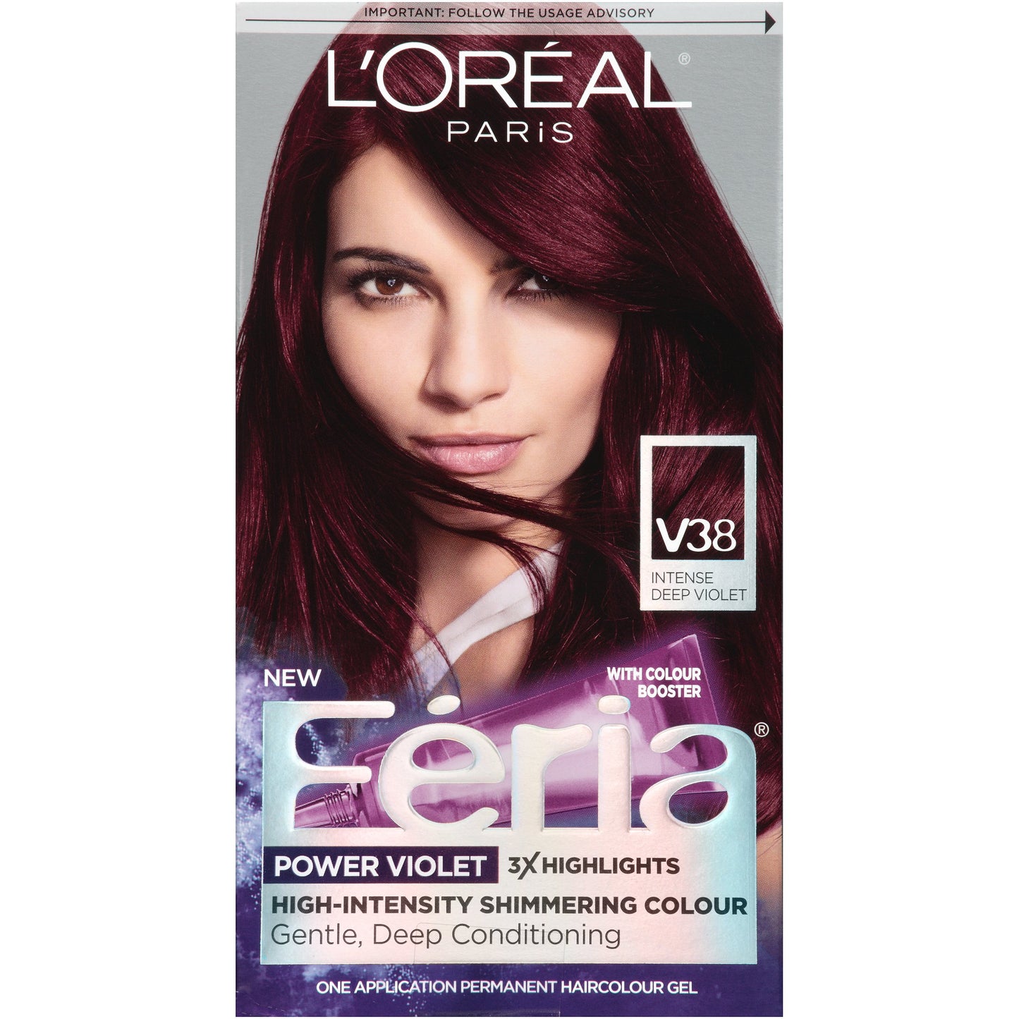 L'Oreal Paris Feria Multi-Faceted Shimmering Color, V38 Violet Noir