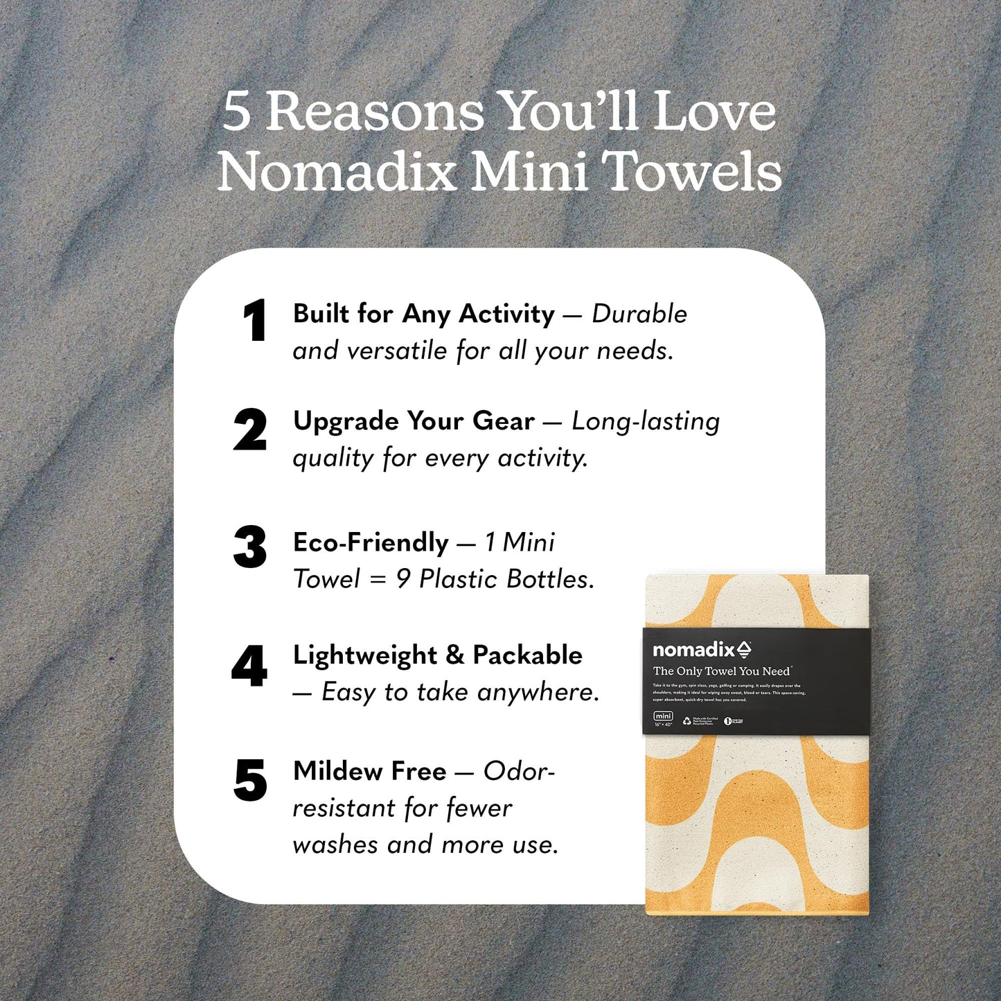 Nomadix Mini Towel - Perfect for Beach, Pool, Travel, Camping, Yoga - Made with Recycled Materials - Super Absorbent - Sand Resistant - Copacabana…