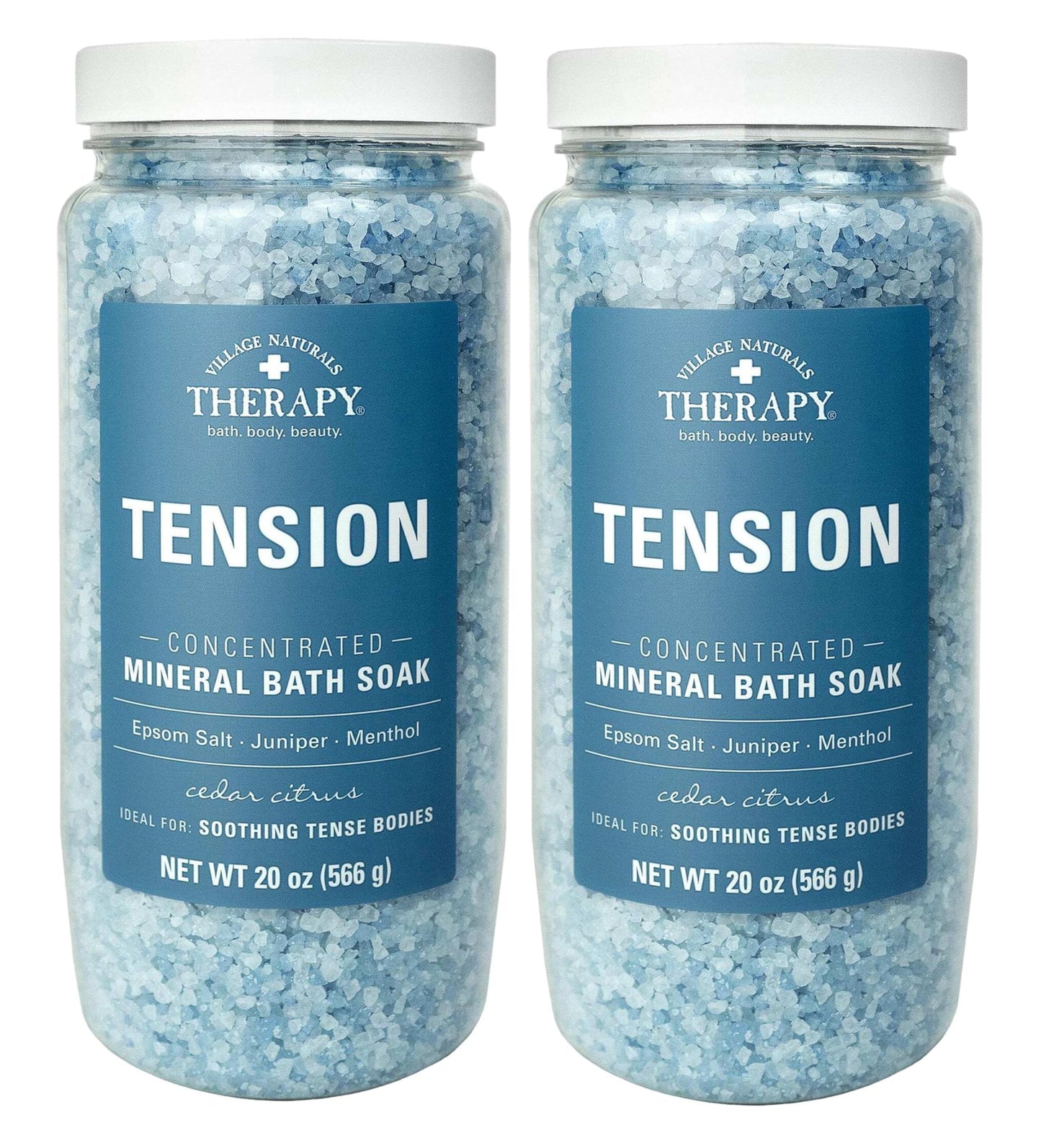 Village Natruals Mineral Bath Soak Tension Cedar Citrus 20 Ounce (591ml) (Pack of 2)