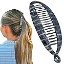 Camila Paris CP3100 French Extra Large Banana Clip Hair Comb, Gray Classic Banana Clips Hair for Thick Hair Ponytail Holder Interlocking Styling Clips