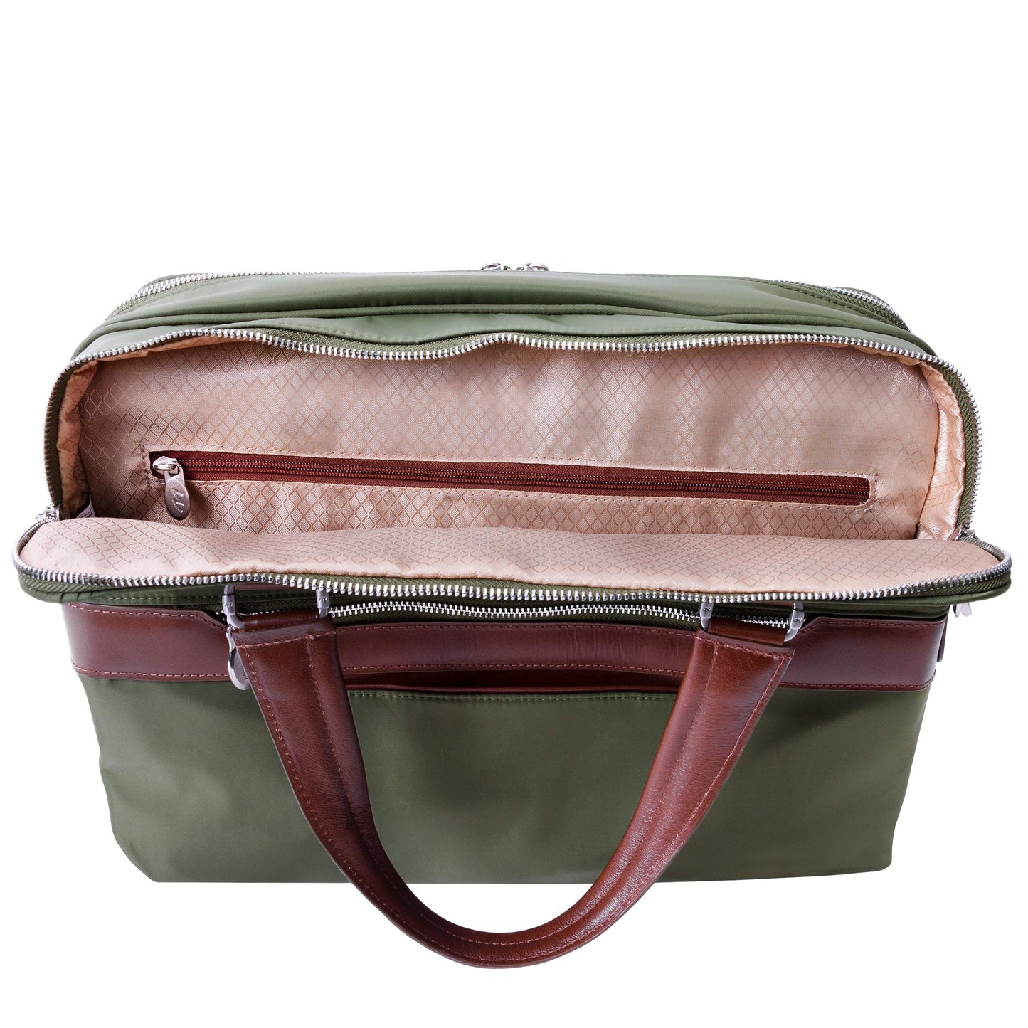 McKleinUSA N Series Hartford Nano Tech-Light Nylon with Leather Trim Nylon Dual Compartment Briefcase Green (18581) One Size
