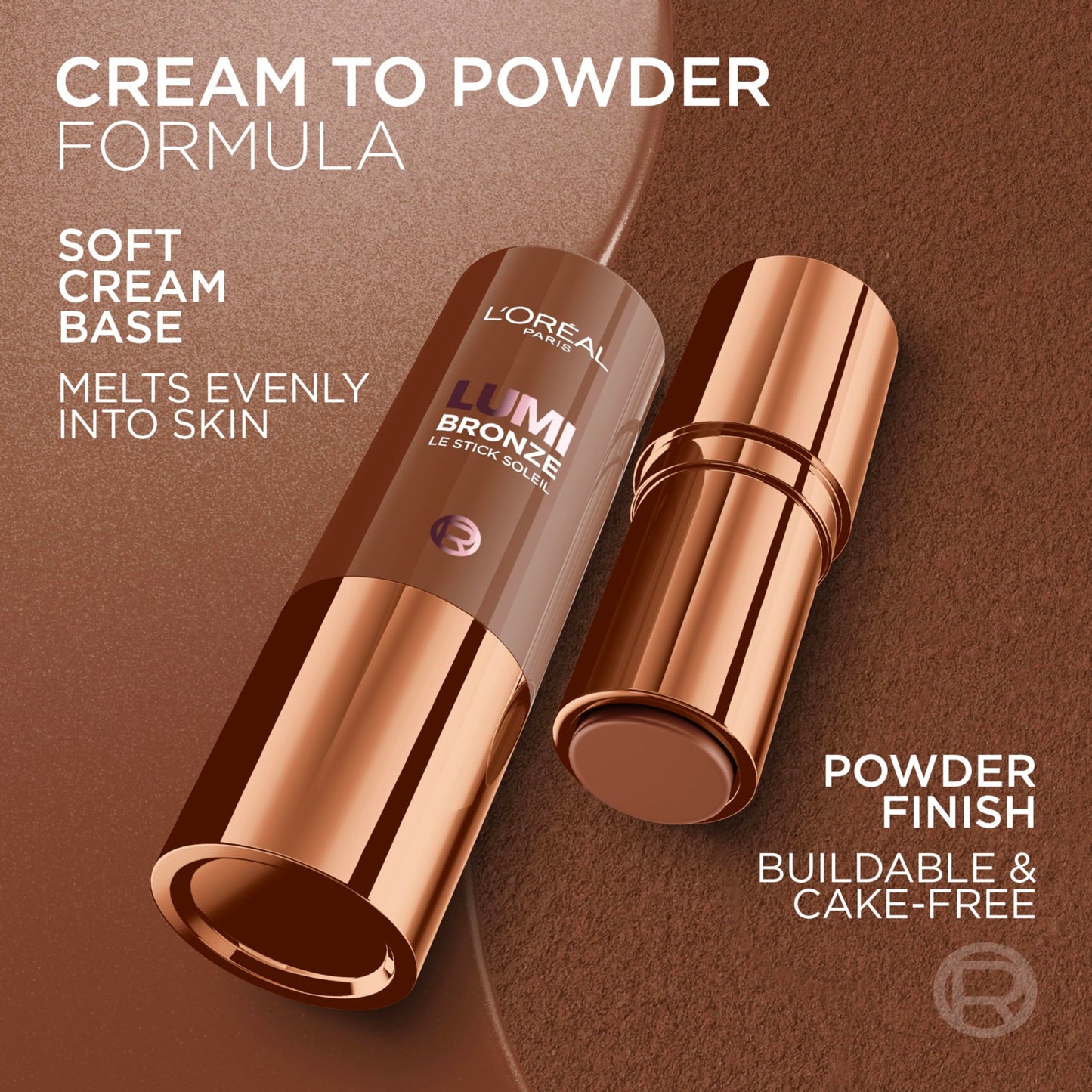 L'Oreal Paris Lumi Bronze Le Stick Soleil Bronzer Stick, Cream-To-Powder Bronzer For A Sunkissed Face Makeup Glow, 130 Sunset Doré