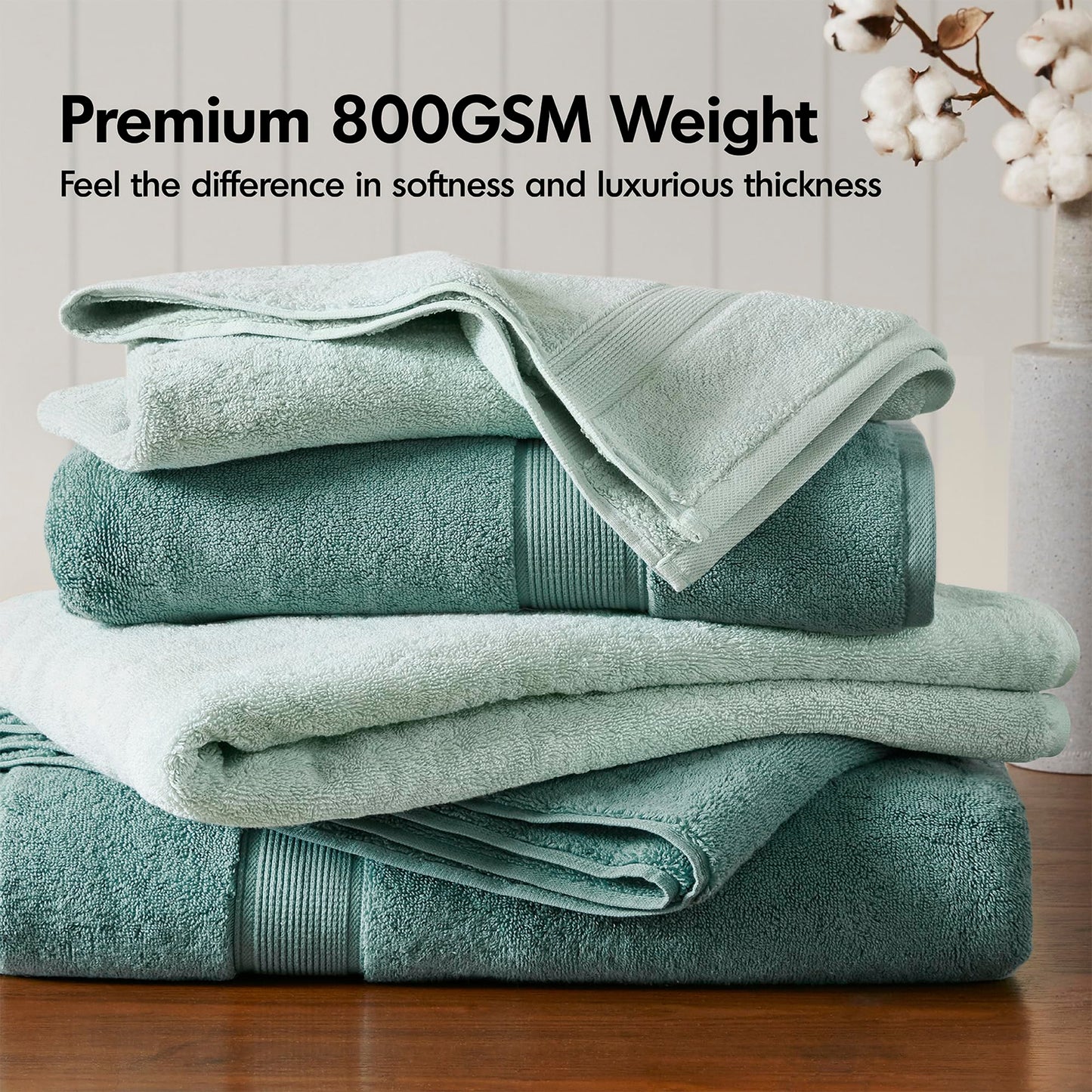 Madison Park 800GSM Bathroom Towel Set of 8 100% Cotton Bath Towel Set for Bathroom Luxurious Highly Absorbent 2 Bath Towels 2 Hand Towels 4…