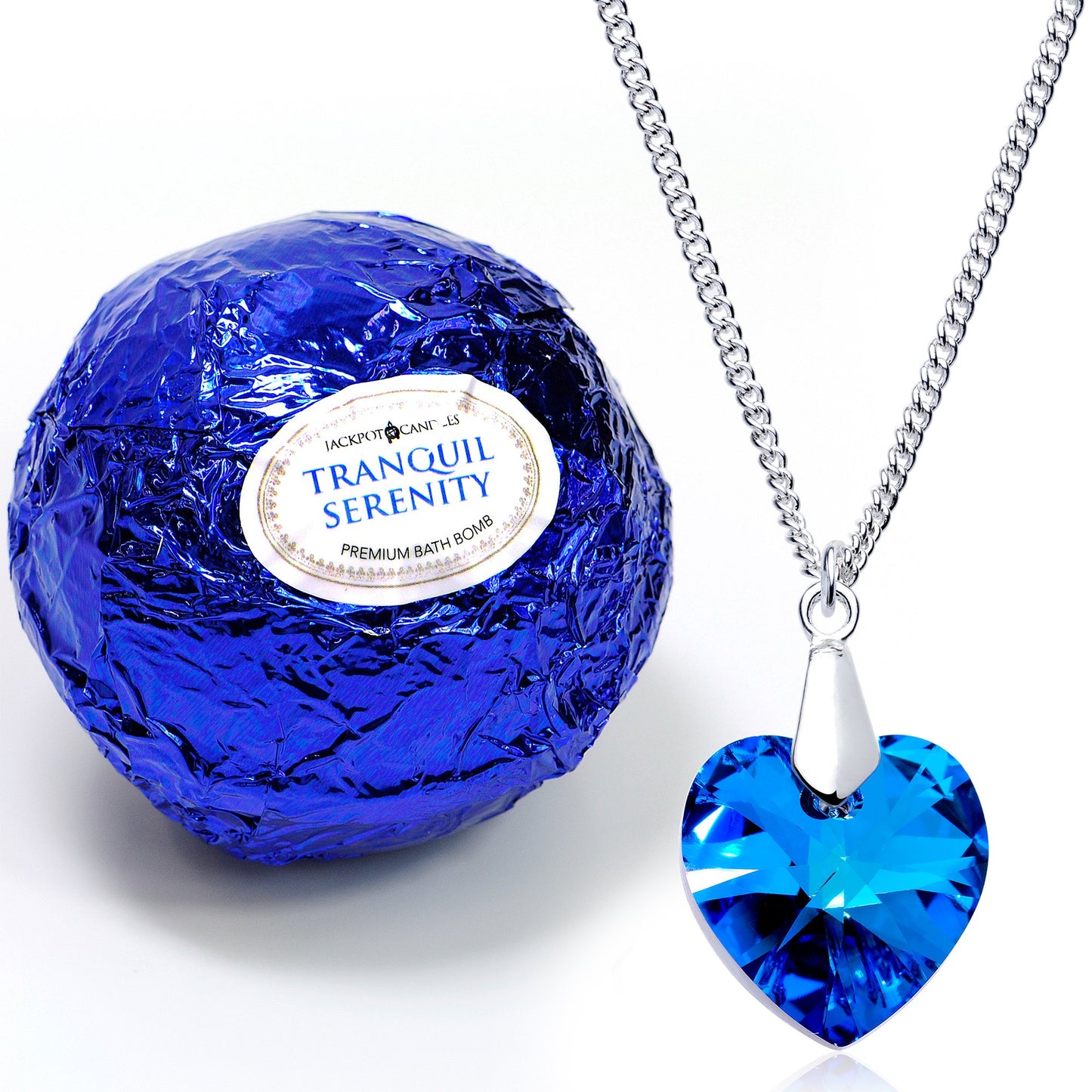 Tranquil Serenity Bath Bomb with Necklace Created with Crystal Extra Large 10 oz. Made in USA