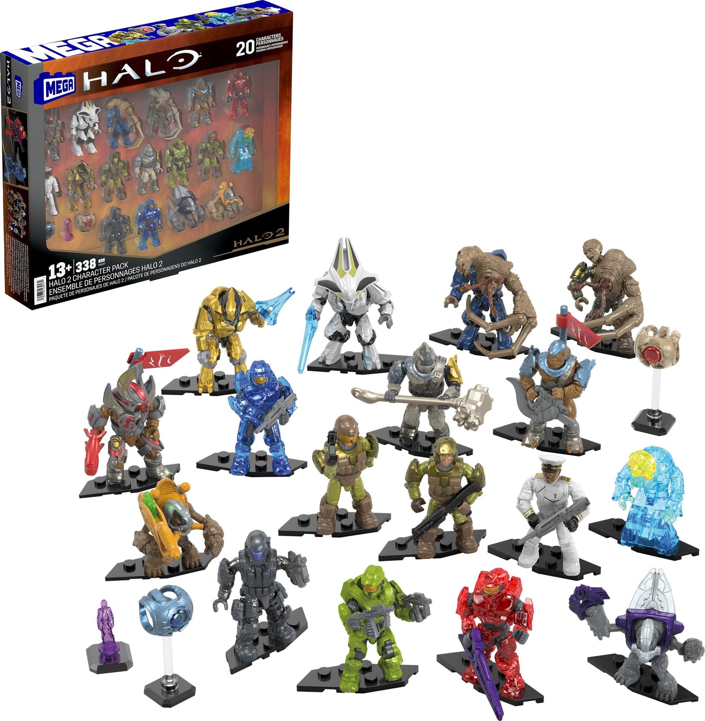 MEGA HALO Action Figures Building Set – 339-Piece Character Pack, 2-Inch Poseable Figures, Collectible Toy for Kids & Adults