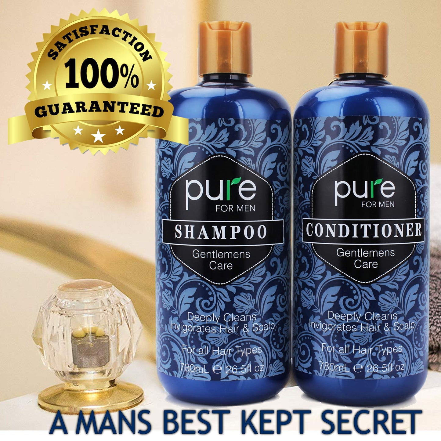 Rachelle Parker Hair Care Set for Men, Natural and Organic Shampoo and Conditioner for Fine and Thinning Hair Supports Healthier Growth, Repairs