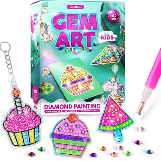Dan&Darci Diamond Art Kit for Kids - Gem Painting Arts & Crafts Kits for Ages 6-12, Gifts for 6, 7, 8, 9, 10, 11, 12 Year Old Boy & Girl - Girls…