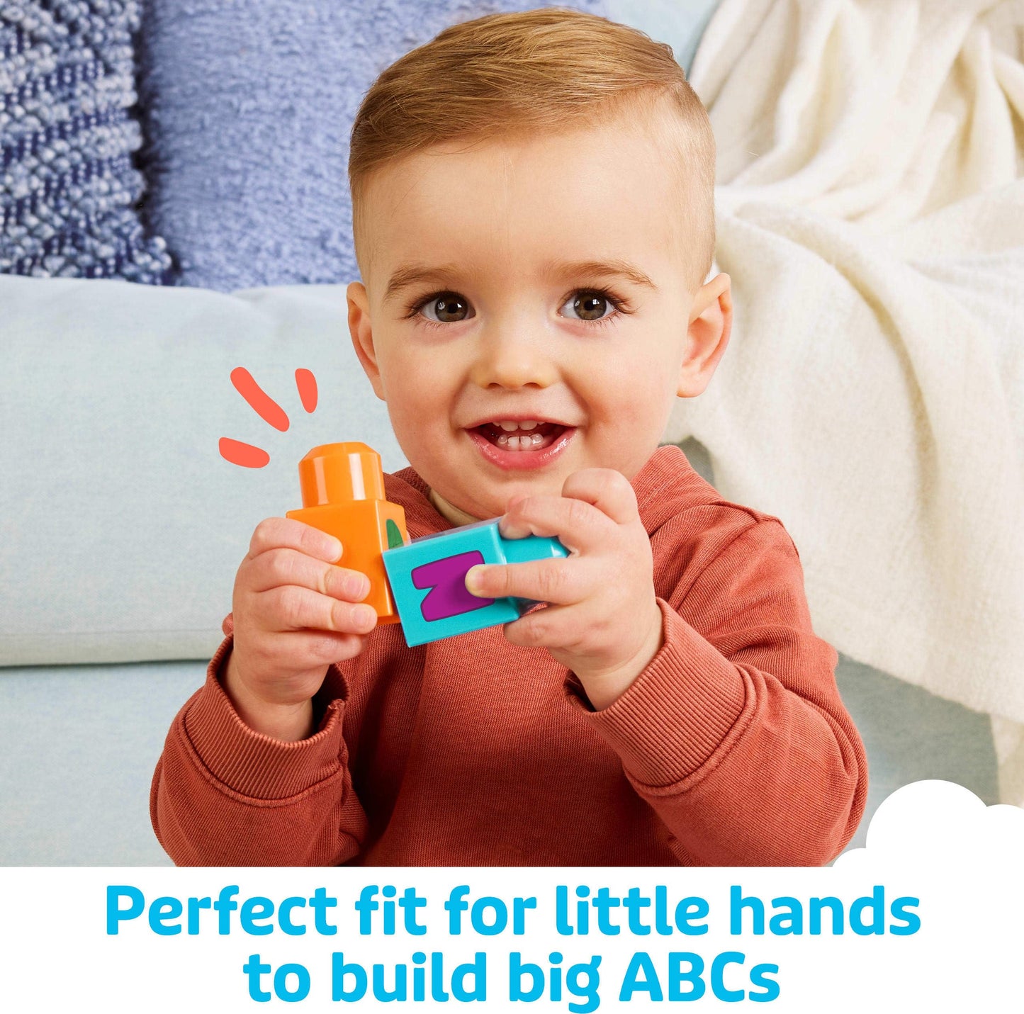 MEGA BLOKS First Builders Toddler Building Blocks Toy Set, ABC Musical Train with 50 Pieces, Music and Sounds, Ages 1+ Years