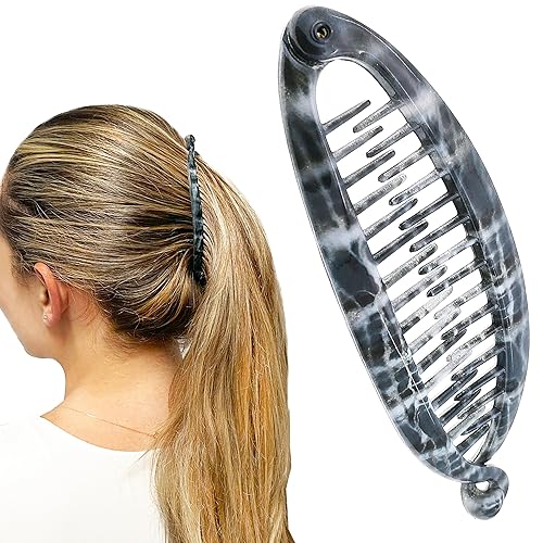 Camila Paris CP3102 4.5 inch French Banana Clip Hair Comb Classic Girls Updo Flexible Ponytail Holder Interlocking Banana Combs, Fashion Durable