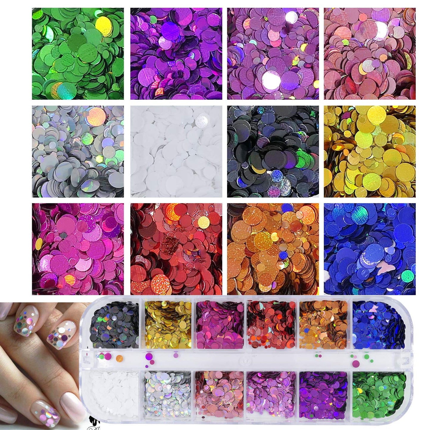 AddFavor 4 Boxes Holographic Nail Sequins Shapes Mixed Iridescent Nail Glitter Flakes Butterfly Hearts Star DIY Design Manicure Decorations Sets