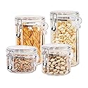 Oggi 4pc Clear Canister Set with Clamp Lids & Spoons - Airtight Food Storage Containers, Ideal for Kitchen & Pantry Storage of Bulk, Dry Food…