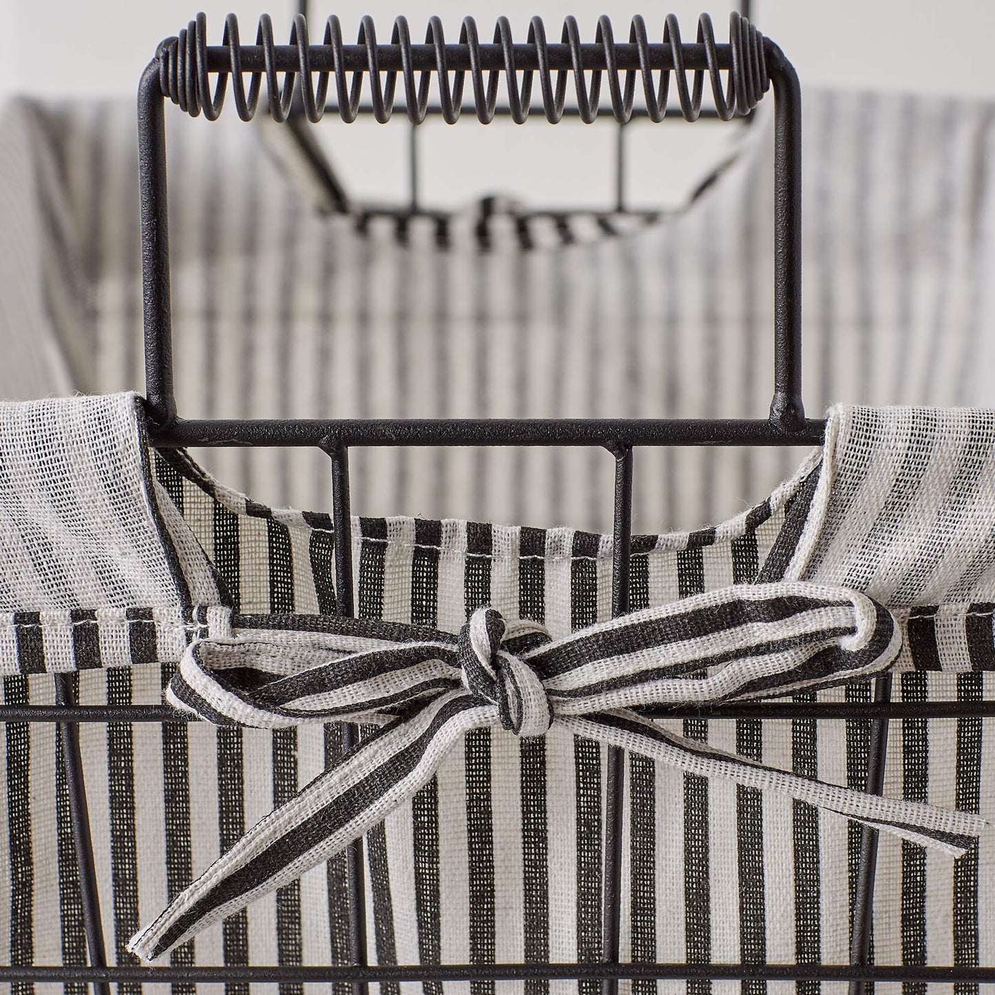DII Metal Farmhouse Lined Basket, Contemporary Storage Container, Ticking Stripe, Assorted