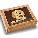 Wood Art Dog Box - Handmade in USA - Unmatched Quality - Unique, No Two are the Same - Original Work of Wood-Art. A Happy Puppy Gift, Ring, Trinket…