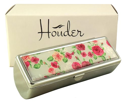 Houder Designer Lipstick Case with Mirror for Purse - Decorative Lipstick Holder with Gift Box - Velvet Lined - Protect Your Lipsticks in Style (Red